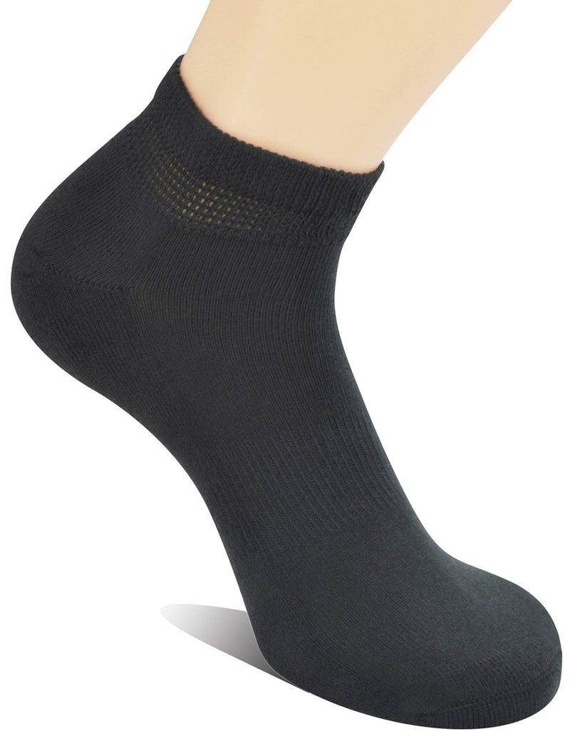 [Australia] - Yomandamor Mens Cotton Diabetic Low Cut Socks with Seamless Toe,5 Pairs 9-11 5 Pairs Black 