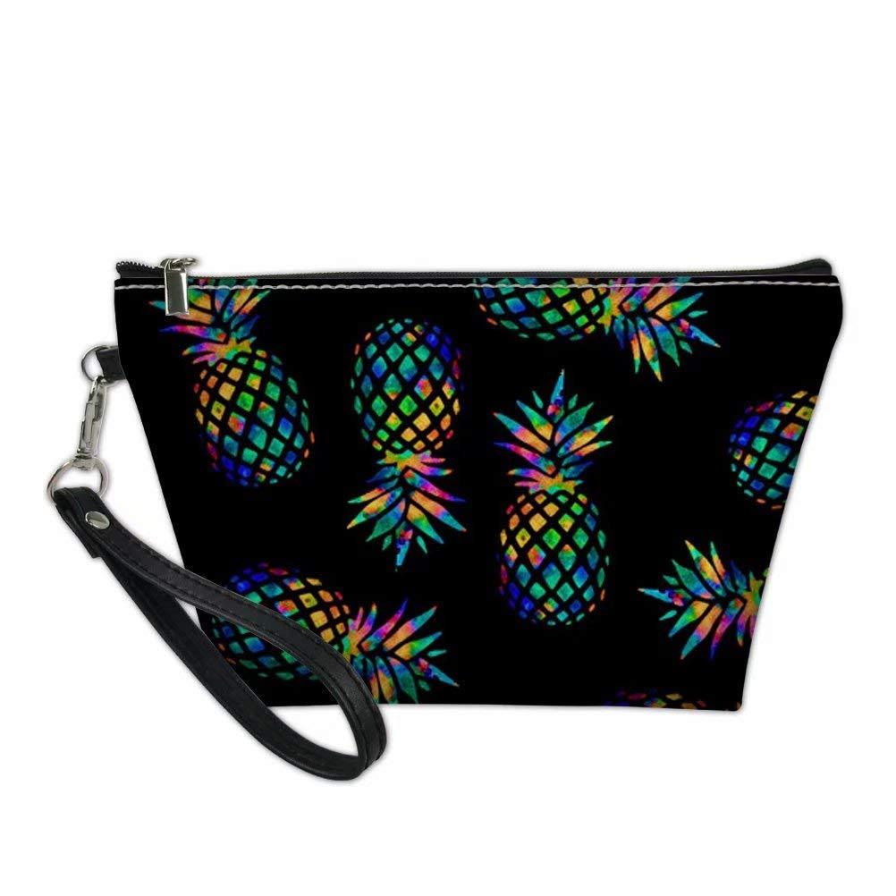 [Australia] - Dellukee Leather Makeup Bag Purse For Women Cute Pineapple Print Roomy Waterproof Toiletry Pouch Travel Cosmetic Bags 