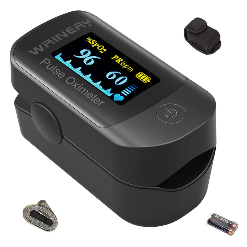 [Australia] - Blood Oxygen Saturation Monitor, Pulse Oximeter Fingertip, OLED Portable Oxygen Monitor, O2 Saturation Monitor, Heart Rate Monitor, SpO2 Finger Pulse Oximeter with CarryingCase,Lanyard,Batteries,Black 