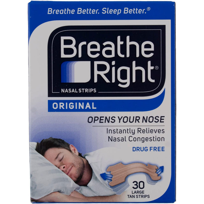 [Australia] - Breathe Right Nasal Strips to Stop Snoring, Drug-Free, Original Tan Large 30 Count (Pack of 3) 