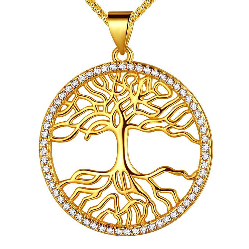 [Australia] - Beautlace Tree of Life Necklace Silver/18K Gold/Black Gun Plated Family Trees Pendant Charm Jewelry Gifts for Men/Women Girls gold-plated-base 
