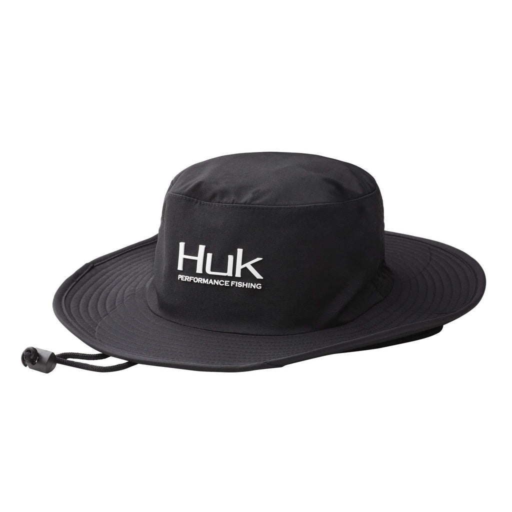 [Australia] - HUK Men's Boonie Wide Brim Fishing Hat with UPF 30+ Sun Protection Black One Size 
