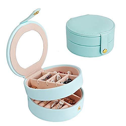 [Australia] - Jewelry Storage Box Multi-Layer Portable,Earrings, Necklace, Travel Use（Light Blue) 2019 Light Blue 