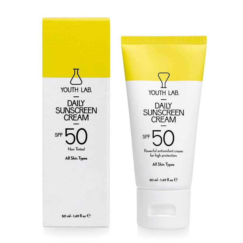 [Australia] - YOUTH LAB Daily Face Sunscreen Cream SPF50 Non Tinted- Sun Screen Moisturizer- Hydrating Facial Sunblock With High UVA/UVB/IR Protection- Untinted Suntan Cream- Suitable For All Skin Types- 1.69 fl oz 