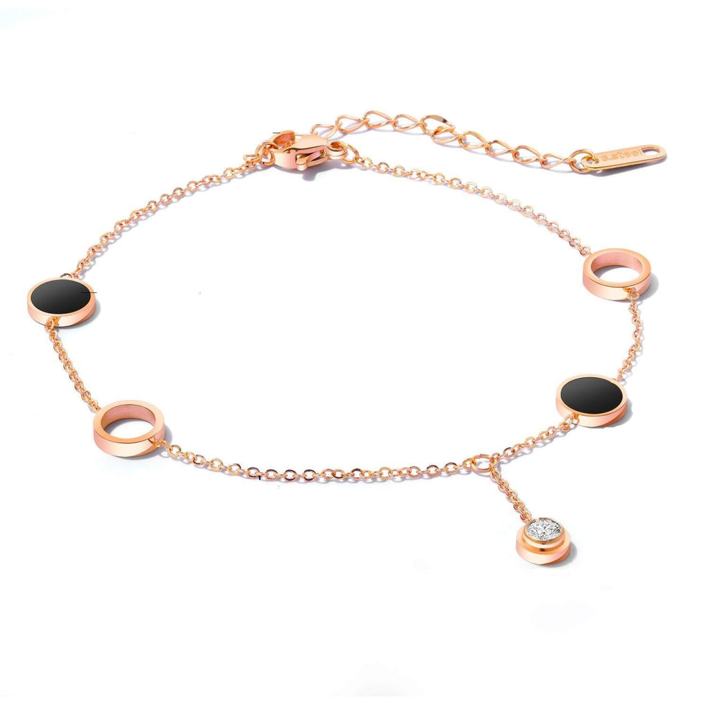 [Australia] - DazzlingShine Rose Gold High Polished Titanium Steel Beach Chain Anklets Bracelet Round Shaped 
