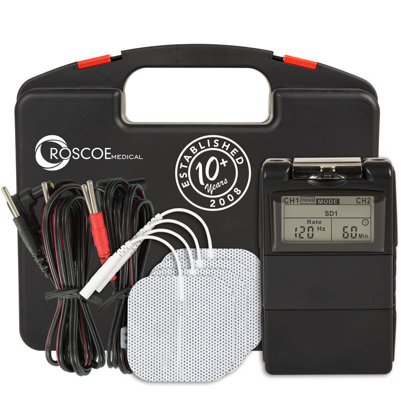 [Australia] - Roscoe Medical TENS Unit and EMS Muscle Stimulator - OTC TENS Machine for Back Pain Relief, Lower Back Pain Relief, Neck Pain, or Sciatica Pain Relief, Clinical Strength Stim Machine 