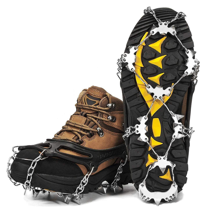 [Australia] - Wirezoll Crampons, Stainless Steel Ice Traction Cleats for Snow Boots and Shoes, Safe Protect Grips for Hiking Fishing Walking Mountaineering etc. Black Medium 