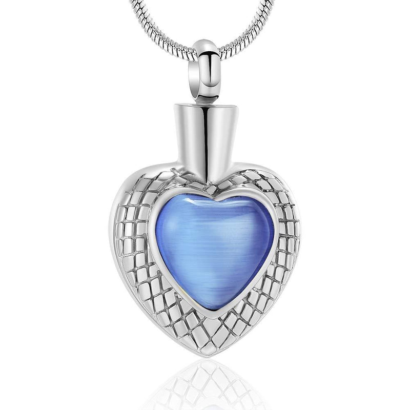 [Australia] - zeqingjw Cremation Jewelry Stainess Steel Carved Blank Heart Urn Necklace Memorial Lockets Keepsake Pendants for Ashes for Men/Women Blue-2 