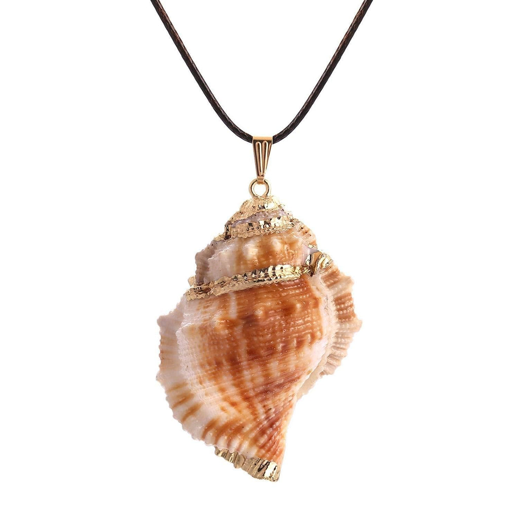 [Australia] - FM FM42 Natural Seashell Shell Scallop Conch Pendant Necklace with 27" Long Rope Chain (25 Styles) Style 11 