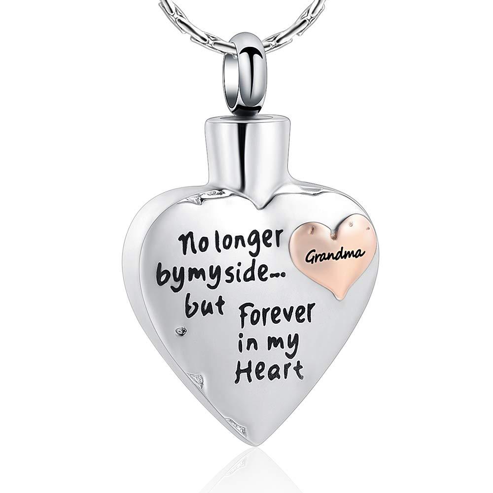 [Australia] - constantlife Grandpa/Grandma/Dad/Mom/Son/Daughter/Brother/Sister Urn Necklace for Ashes Keepsake Cremation Jewelry Heart Charm Grandma 