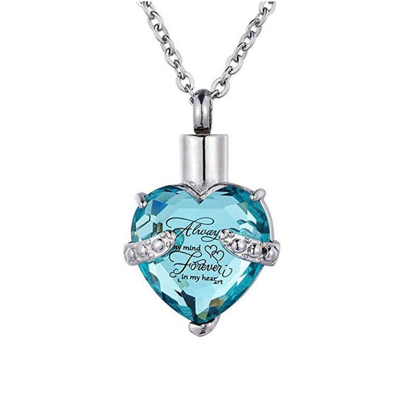 [Australia] - ShinyJewelry Always on My Mind Forever in My Heart Urn Necklace for Ashes Memorial Keepsake Cremation Pendant 
