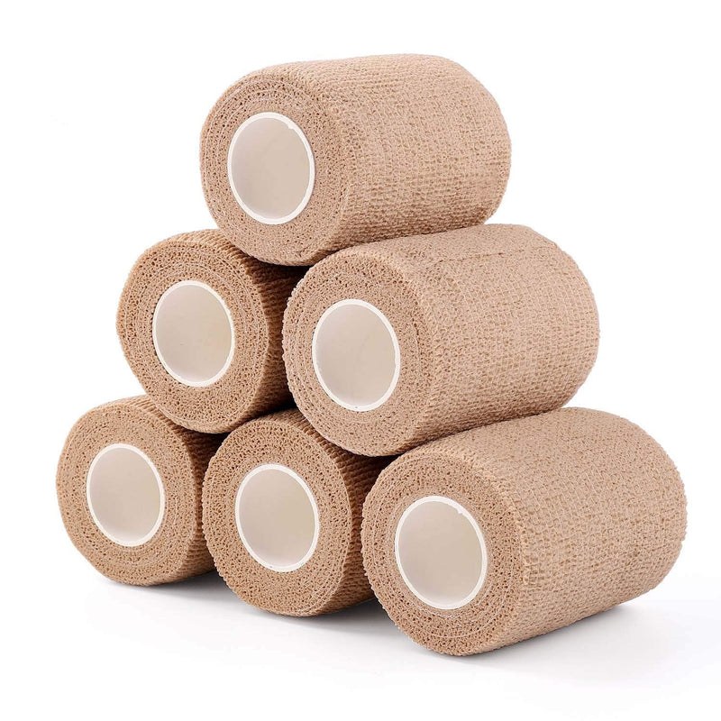 [Australia] - Self-Adhesive Cohesive Wrap Bandage Flexible Stretch Tape Athletic Strong Elastic First Aid Wrap Bandages for Wrist & Hand, Ankle Sprains, Swelling 6 Packs, 3Inch X 5Yards 