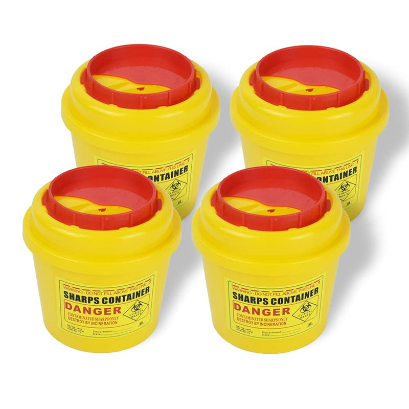 [Australia] - 4-Pack Sharps Container（1/2 Quart),Tattoo Supplies Small Sharp Needle Disposal Containers,Biohazard Medical Containers Sharps Box for Home and Travel Use 
