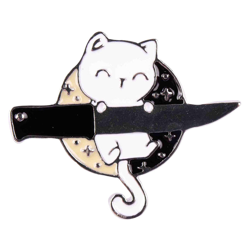 [Australia] - GSM Brands Smiling Ninja Cat with Knife Enamel Lapel Pin 