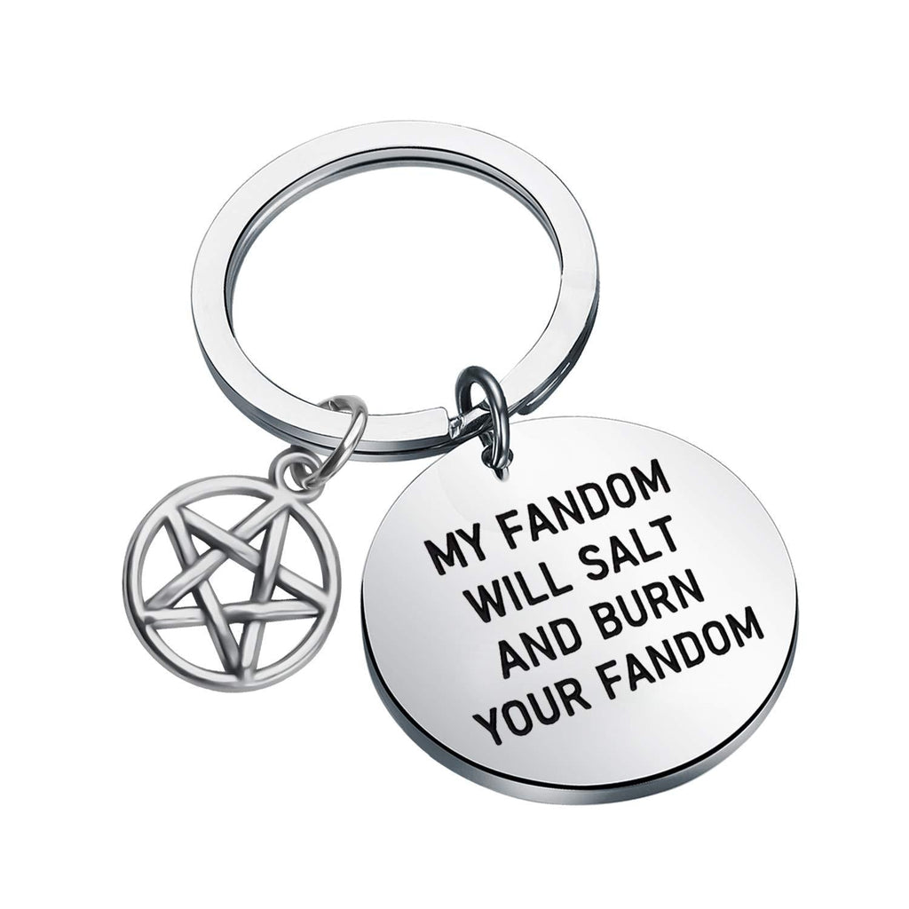 [Australia] - CENWA Supernatural Inspired Jewelry Supernatural Quote My Fandom Will Salt and Burn Your Fandom Keychain SPN Jewelry Gift for Supernatural Fans Sam Dean Winchester Gift 