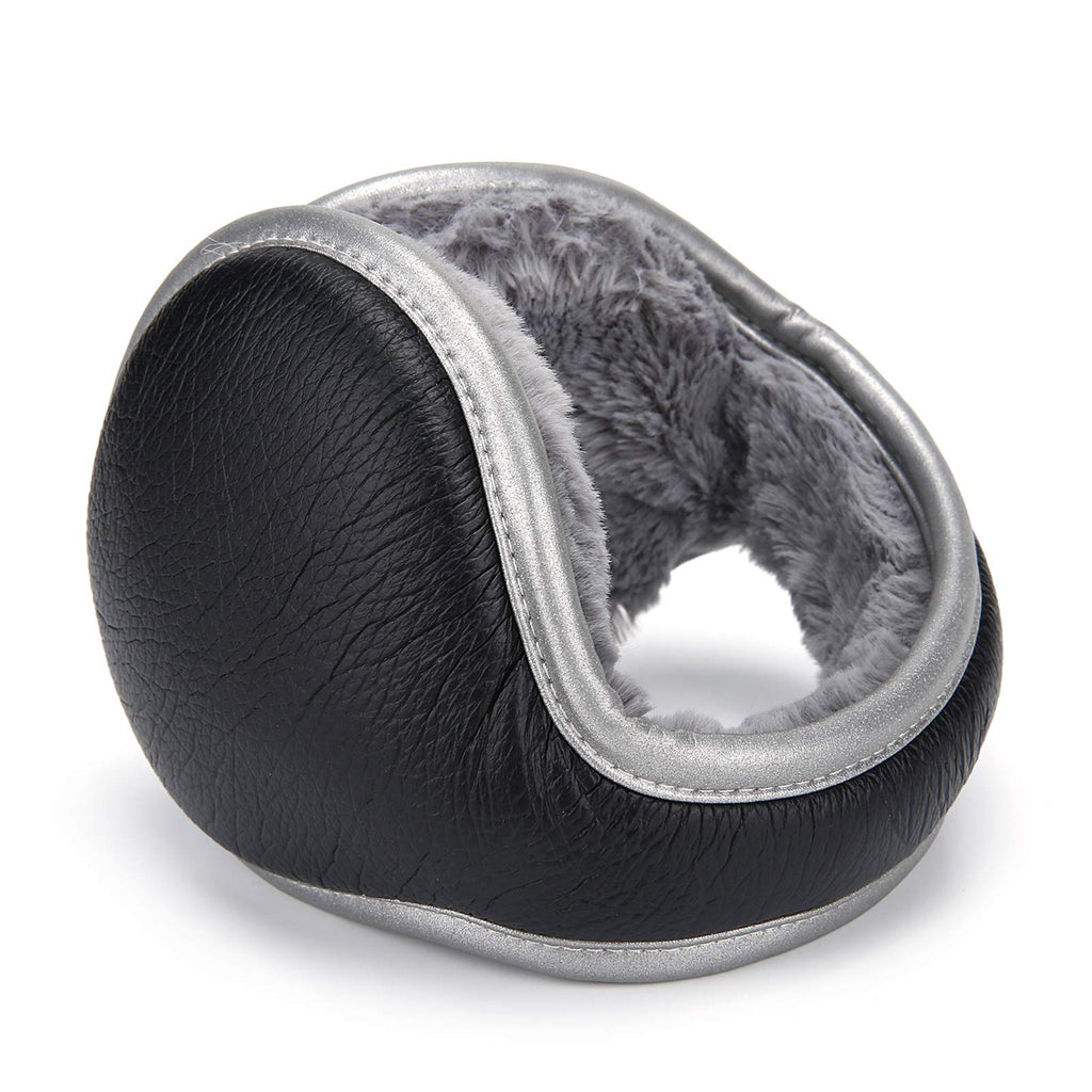 [Australia] - Ear Warmers Winter Foldable Fleece Warm Outdoor Earmuffs Unisex Adjustable Ear Muffs for Men Women Black 