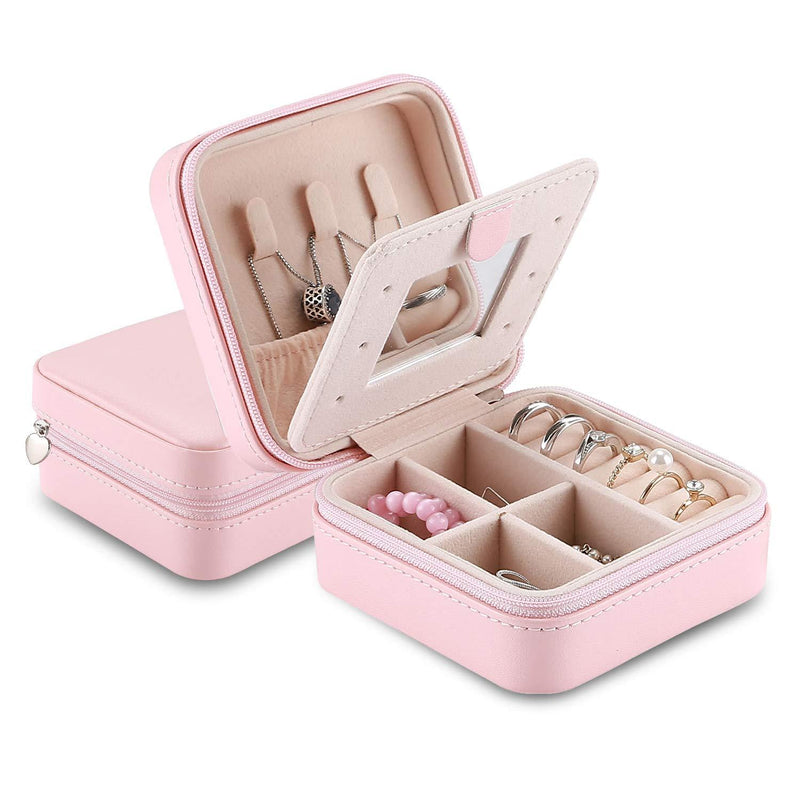 [Australia] - ProCase Jewelry Box Girls Jewelry Organizer Mini Travel Case, Christmas Valentine's Day Ideas for Women Girls, Small Portable Jewelry Storage Case for Necklaces Bracelets Earrings Rings Pink 