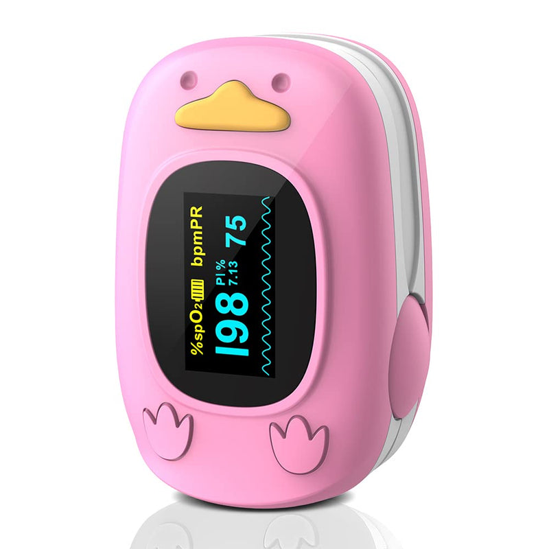 [Australia] - Child Pulse Oximeter, Oxygen Monitor for Kids Baby and Blood Oxygen Saturation Heart Rate Monitor with Automatic Shut-Down, One Directions OLED Display, Include 2 X AAA Batteries Pink 