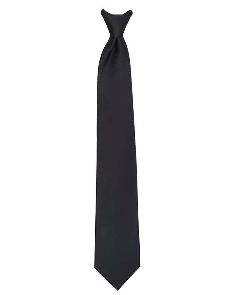 [Australia] - Jacob Alexander Men's Pre-Tied Solid Color Clip-On Neck Tie Black 