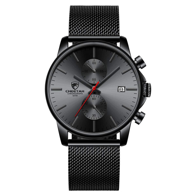 [Australia] - GOLDEN HOUR Mens Watch Fashion Sleek Minimalist Quartz Analog Mesh Stainless Steel Waterproof Chronograph Watches for Men with Auto Date red 