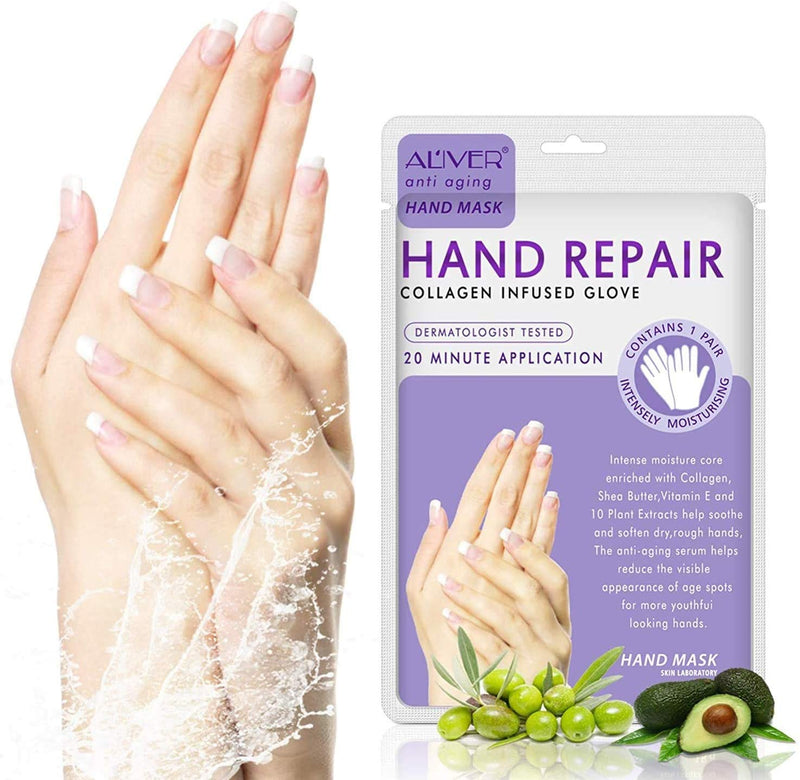 [Australia] - 4 Pack Hands Moisturizing Gloves, Hand Spa Mask Infused Collagen, Serum + Vitamins + Natural Plant Extracts for Dry, Cracked Hands, Moisturizer Hands Mask, Repair Rough Skin for Women&Men 