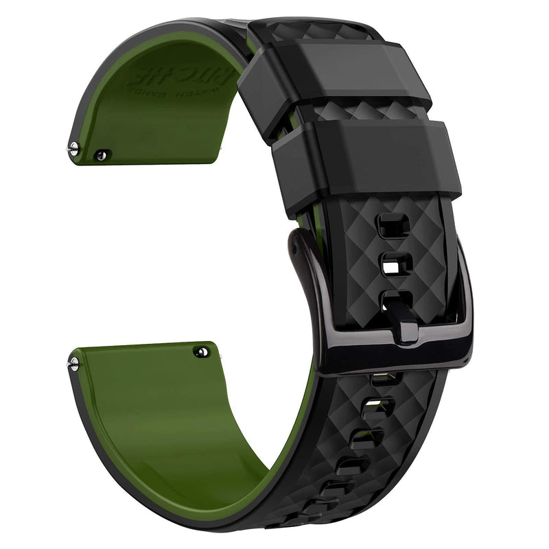 [Australia] - Ritche Silicone Watch Bands 18mm 19mm 20mm 21mm 22mm 23mm 24mm Quick Release Rubber Watch Bands for Men Black / Army Green / Black 