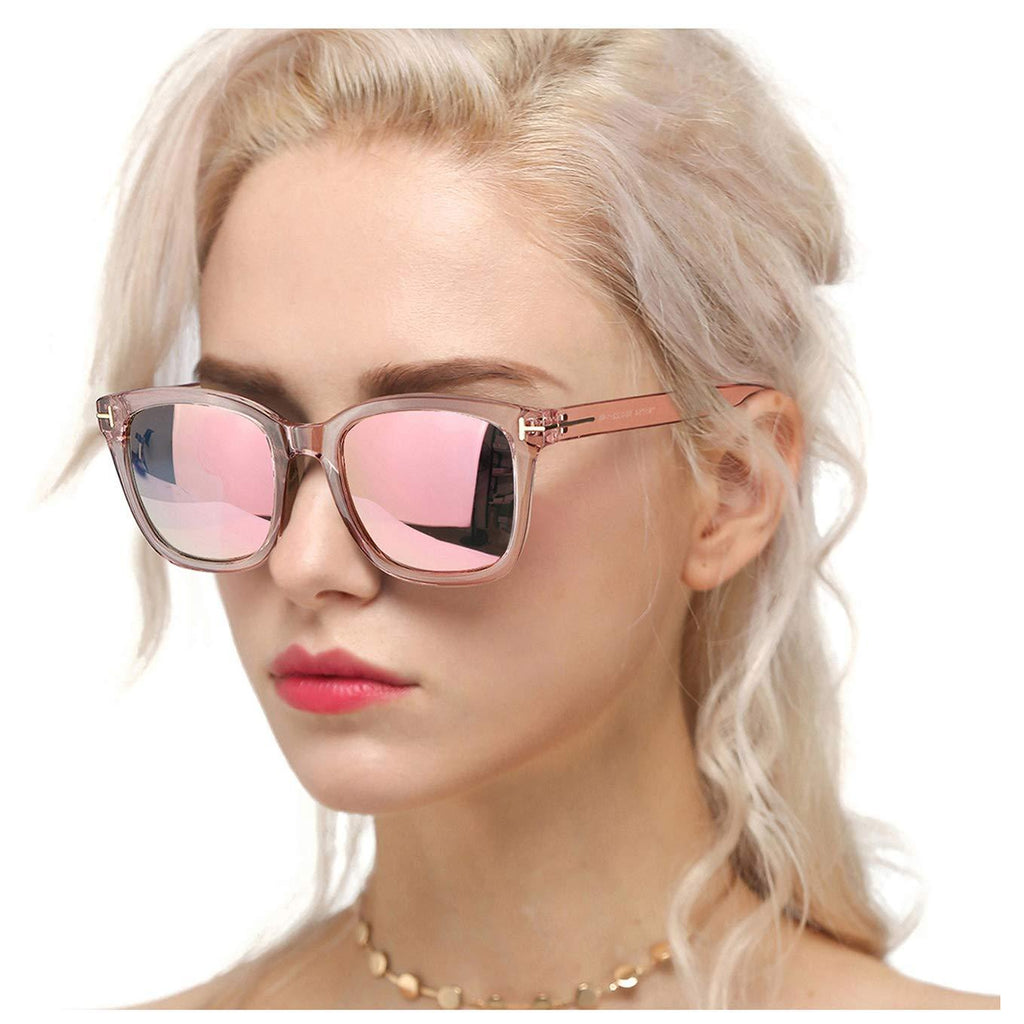[Australia] - Myiaur Fashion Sunglasses for Women Polarized Driving Anti Glare 100% UV Protection Stylish Design A Pink Frame / Pink Mirrored Polarized Lens 