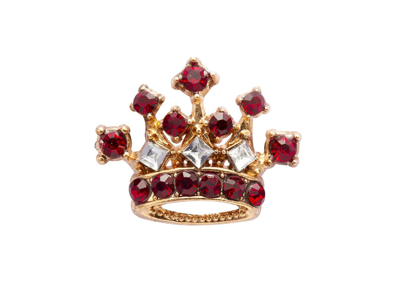 [Australia] - Knighthood Gold Crown With Maroon Stone Detailing Lapel Pin Brooch for Men 