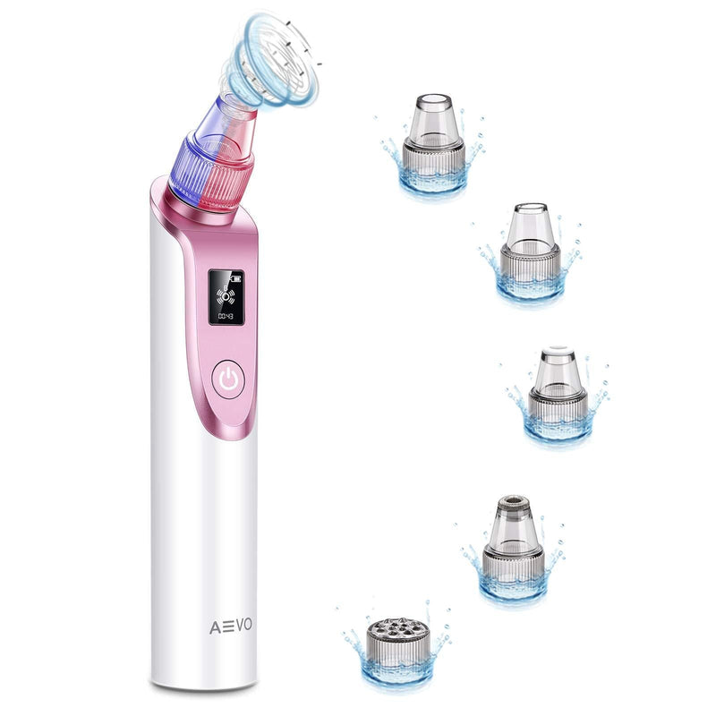 [Australia] - AEVO Blackhead Remover Vacuum, Electric Facial Pore Removal Extractor Kit with 5 Replaceable Heads, [Adjustable Suction] [LED Display] [USB Rechargeable], Beauty Device for Skin Treatment 