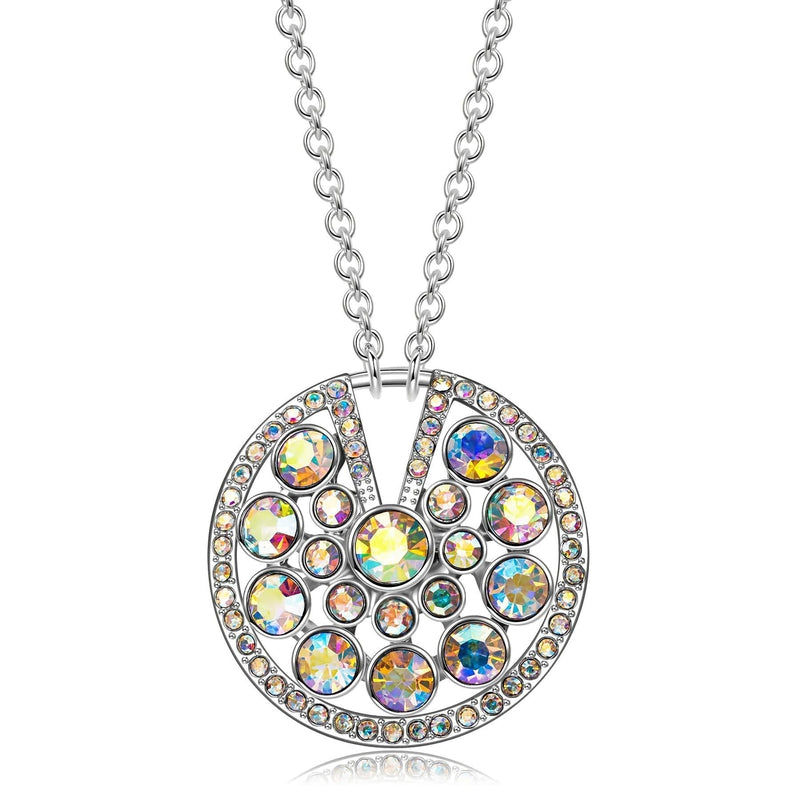 [Australia] - Alex Perry Christmas Jewelry Gifts Necklace for Women, ✦ Party Queen✦ Multi Color Circle Pendant Necklace with Crystals from Swarovski, Wedding Jewelry Gifts for Women Multi Colored Circle Disc 