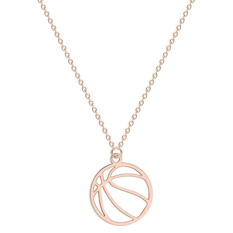 [Australia] - Dwcly Minimalist Hollow Basketball Pendant Necklace for Teens Sports Lover Friendship Gift rose gold 