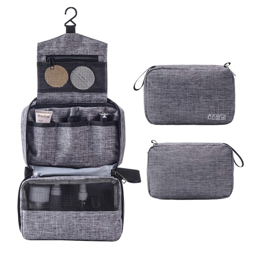 [Australia] - KSAS Hanging travel wash Bags for men and women, Beauty Toiletry bags for Makeup and Toiletries, large Foldable Shower Cosmetic Bag Bathroom and Shower Organizer Kit Travel Accessories,Gray Gray 