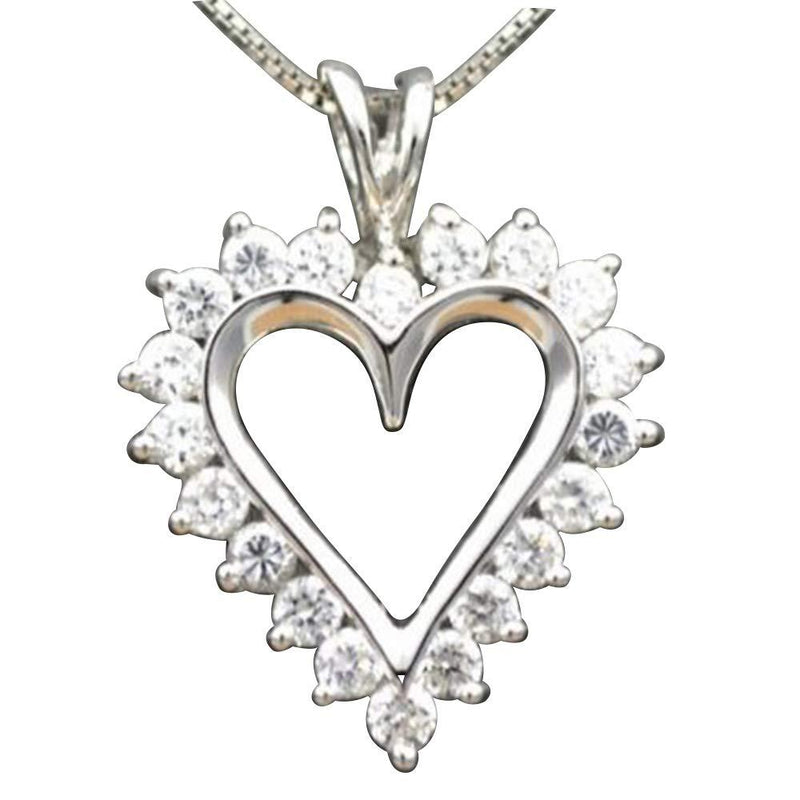 [Australia] - DTJEWELS 1.00 Ct Round Cut D/VVS1 Diamond Prong Set Heart Love Pendant 14K White Gold Finish 18" Chain Necklace Valentine Day Special 