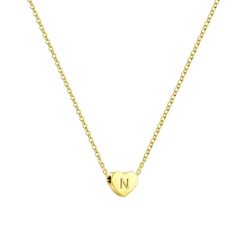 [Australia] - Ovian Heart Initial Necklace for Women 18K Gold Plated Stainless Steel Tiny Heart Pendant Engraved Letter Necklace Personalized Monogram Name Necklace for Girls N 