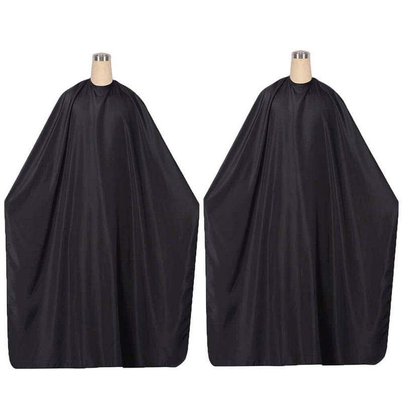 [Australia] - 2 Pcs Professional Hair Salon Cape with Adjustable Snap Closure/65x49inch Black Waterproof Hair Cutting Coloring Styling Gown, Beauty Supplies Makeup Cape Hairdressing Cape for Hair Stylist 