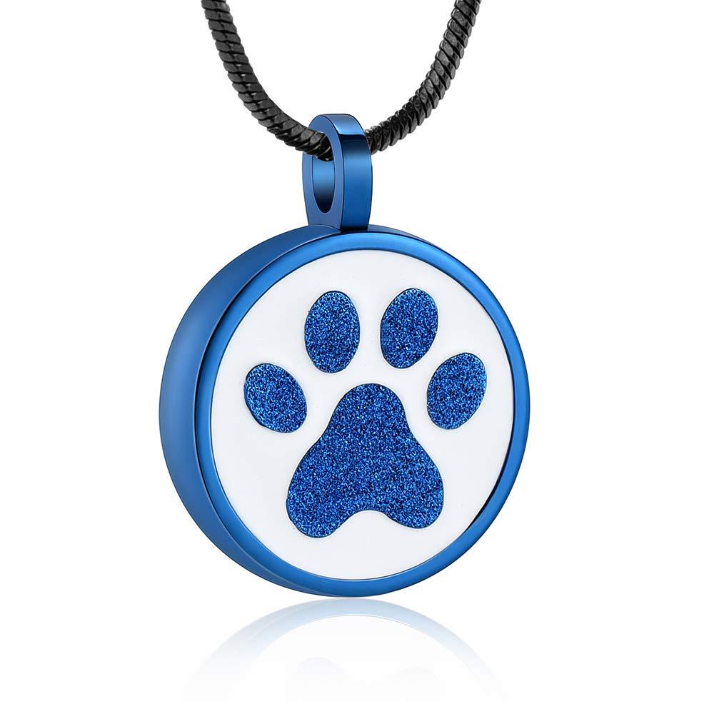 [Australia] - Minicremation Cremation Jewelry Urn Necklace for Ashes for Pet, Cute Pet Pendant Dog Paw Necklace for Woman Men with Filling Kit Blue 