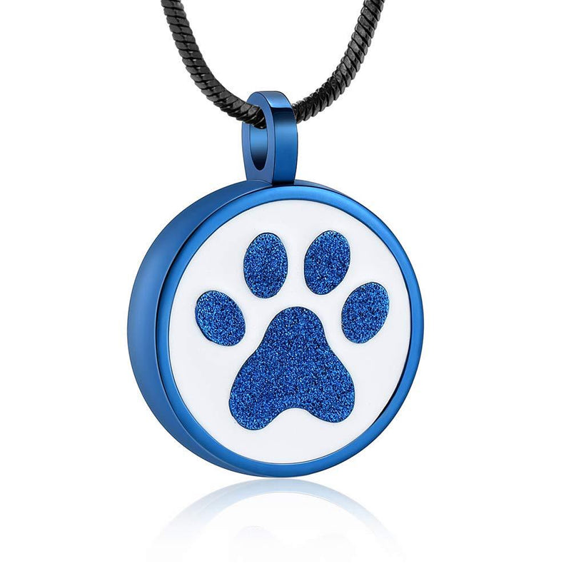 [Australia] - Minicremation Cremation Jewelry Urn Necklace for Ashes for Pet, Cute Pet Pendant Dog Paw Necklace for Woman Men with Filling Kit Blue 