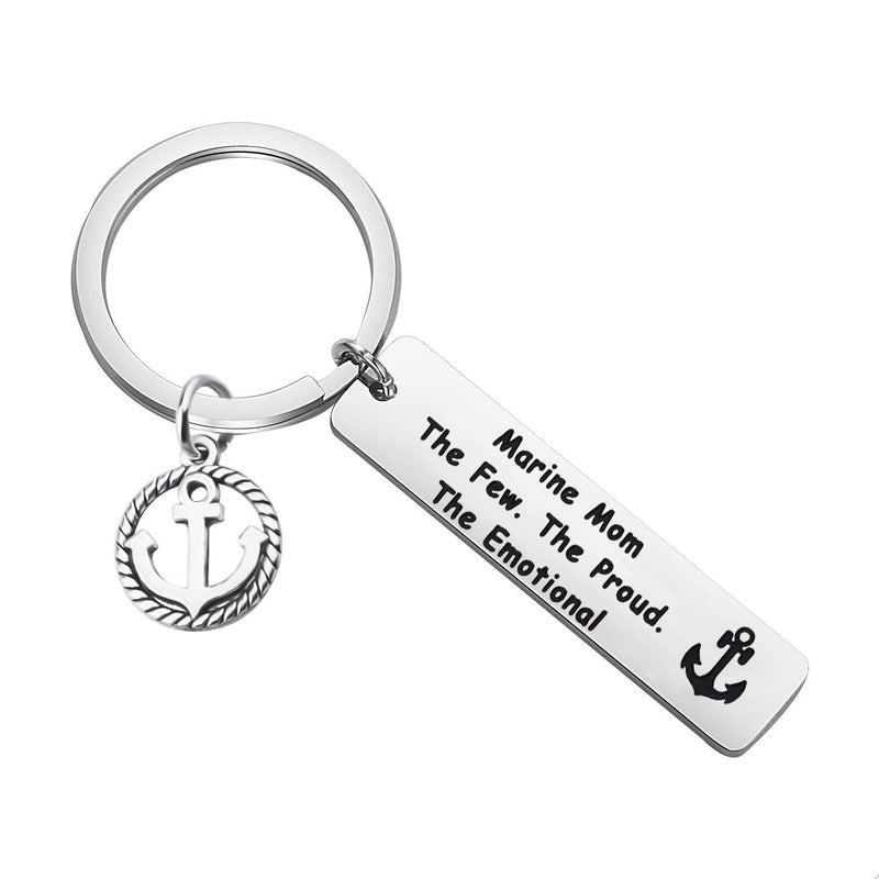 [Australia] - LQRI Marine Corps Mom Gift Proud Marine Mom Keychain Marine Mom The Few The Proud The Emotional USMC Mom Jewelry Military Jewelry Gift for Soldier Military Mom sliver 