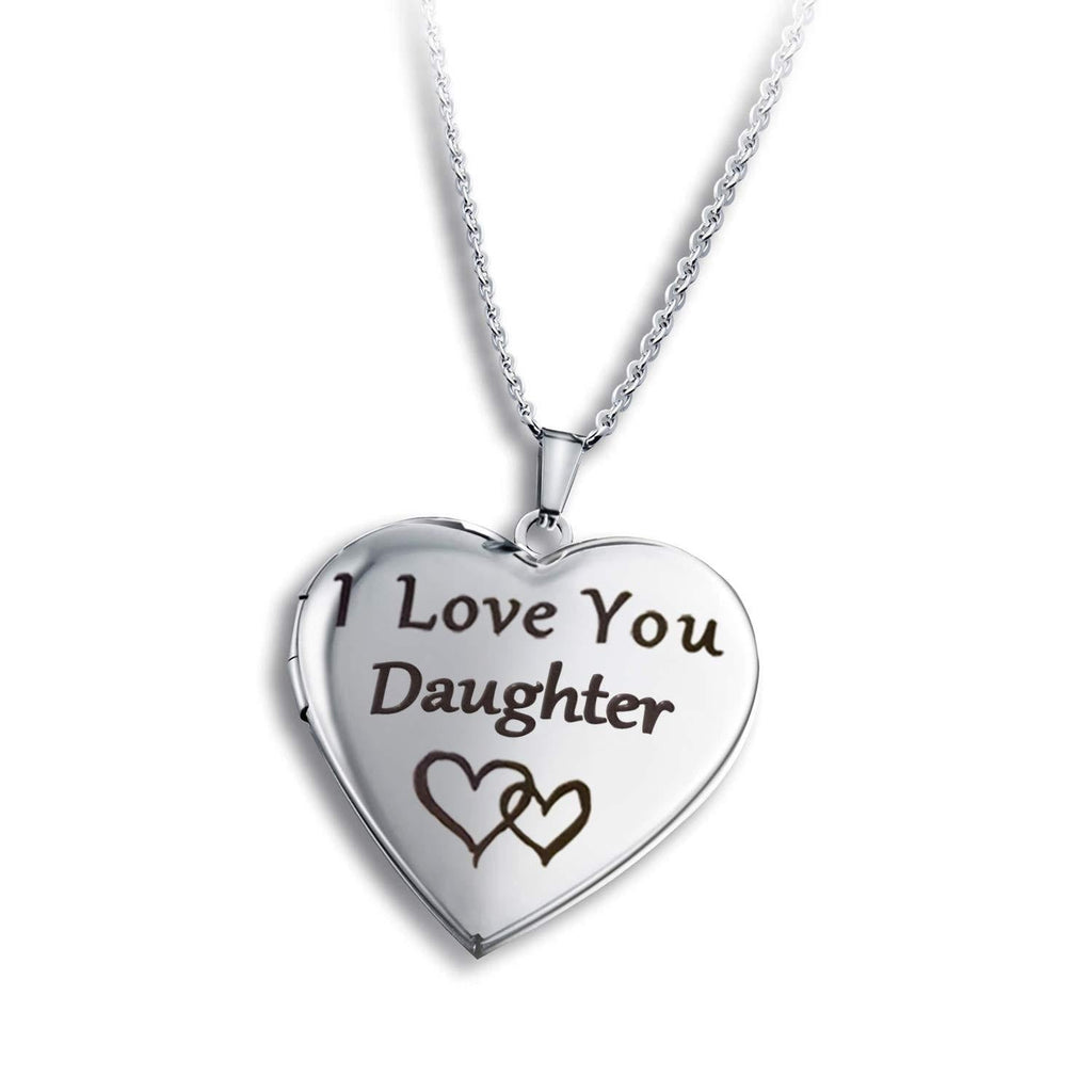 [Australia] - PHOCKSIN Locket Necklace for Women That Holds Pictures| Photo Locket for Girls | Polished&Engraved Forever in My Heart& I Love You Mom Daughter Sister etc. Heart Locket I Love You Daughter 