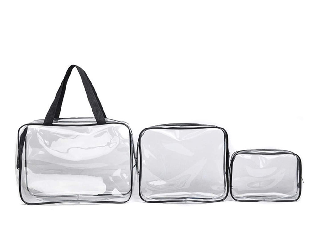 [Australia] - Dzrige Clear Makeup Bags Cosmetic Makeup Bags Waterproof PVC with Zipper Handle Portable Luggage Pouch Storage Diaper Pen Bags,Air Travel Toiletries Gym Bathroom Organization 