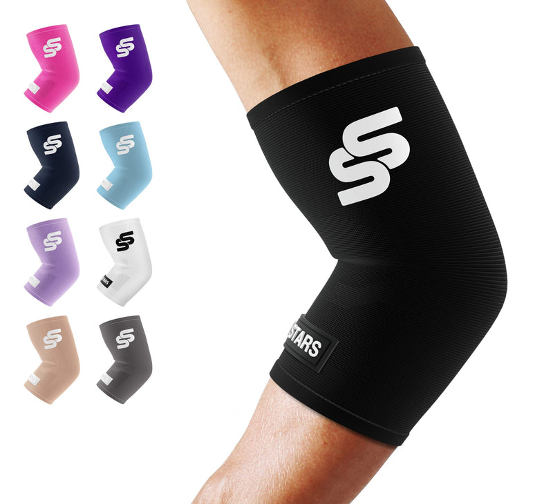 [Australia] - Sleeve Stars Elbow Compression Sleeve for Women & Men, Tennis Elbow Brace for Tendonitis and Tennis Elbow Sleeve for Elbow Pain & Arthritis, Arm Protector Support Wrap for Golf & Other Sports (S-XXL) L: 10"-12" Black 