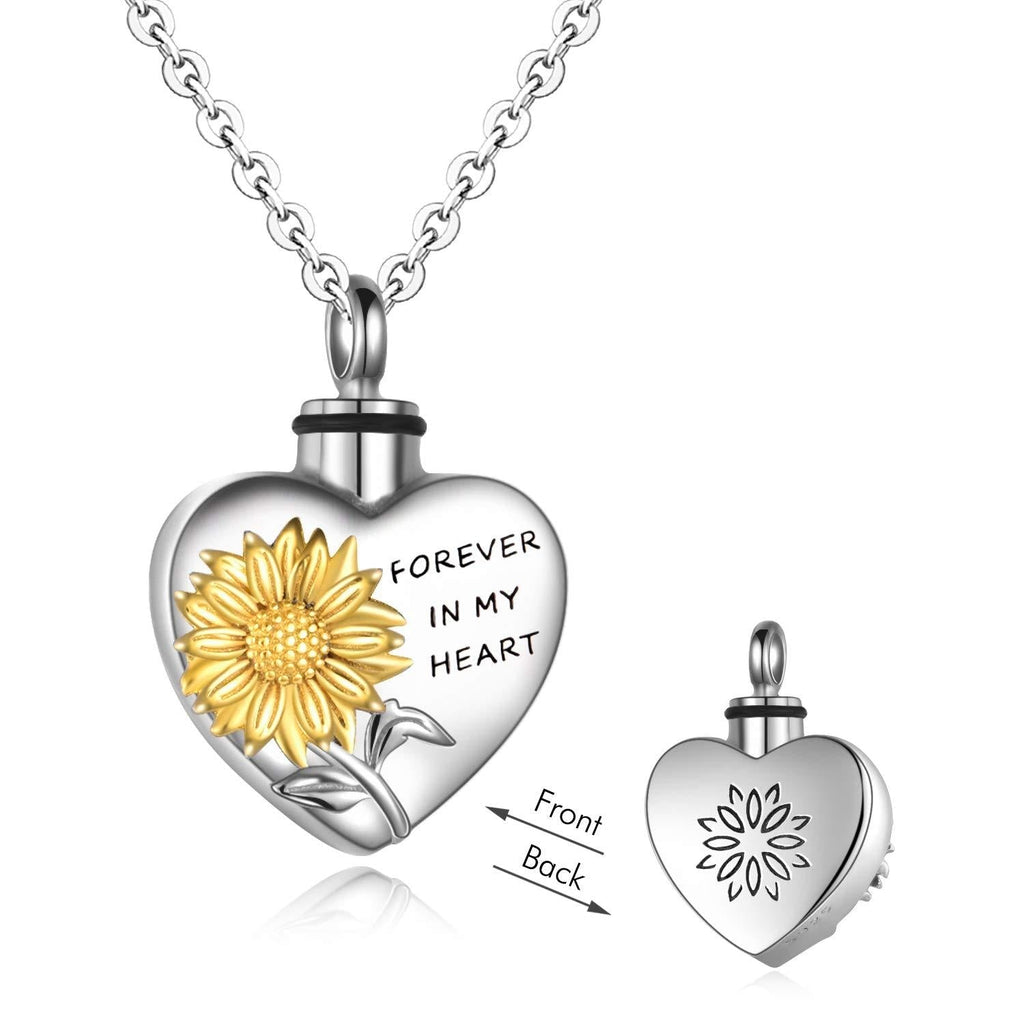[Australia] - YFN Sterling Silver Sunflower Urn Necklaces for Ashes for Women Men, Sunflower Cremation Jewelry for Ashes Memory Necklace Gift, Easter Keepsake for Women 
