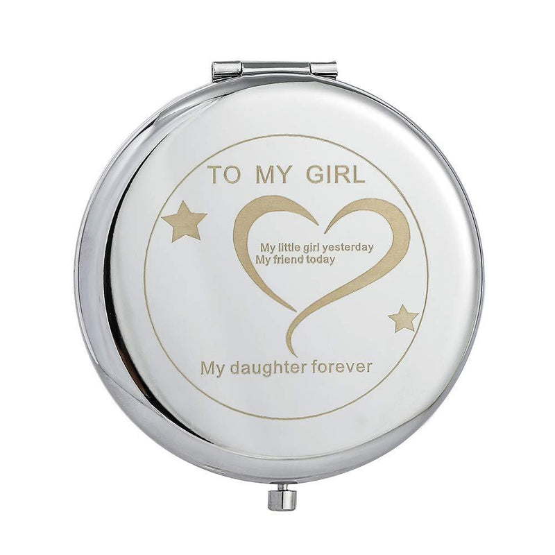[Australia] - Unique Travel Pocket Mirror Birthday Gifts for Women Wife Girlfriend Daughter Sister Engraved Gift Ideas for Mothers Day Anniversary Valentines (To My Daughter(2.6in)), Silver) To My Daughter(2.6in)) 