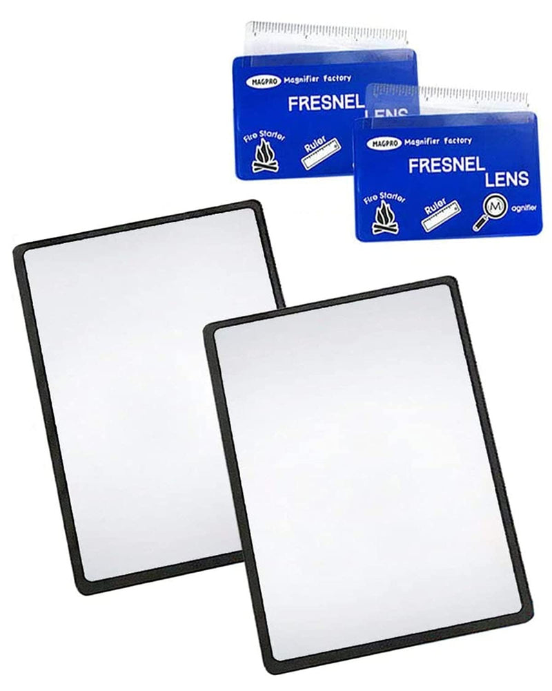 [Australia] - MagDepo Magnifying Sheet 2 Pack 3X PVC Page Size with 2 Bonus Card Magnifier and Pouches, Magnifying Glass for Reading Small Patterns, Maps and Books 