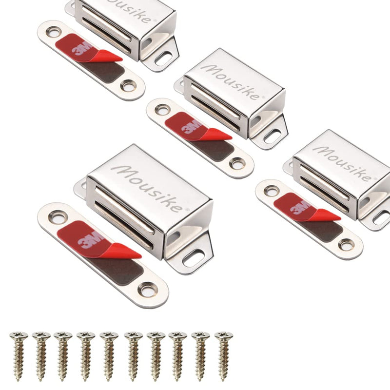[Australia] - Mousike Cabinet Magnets 25lb Stainless Steel Magnetic Door Catch with Strong Magnetic for Kitchen Cupboard Wardrobe Closet Cabinet Door Drawer Latch (2.1"25 lbs(4 Pack)) 25lb-4Pack Silver 