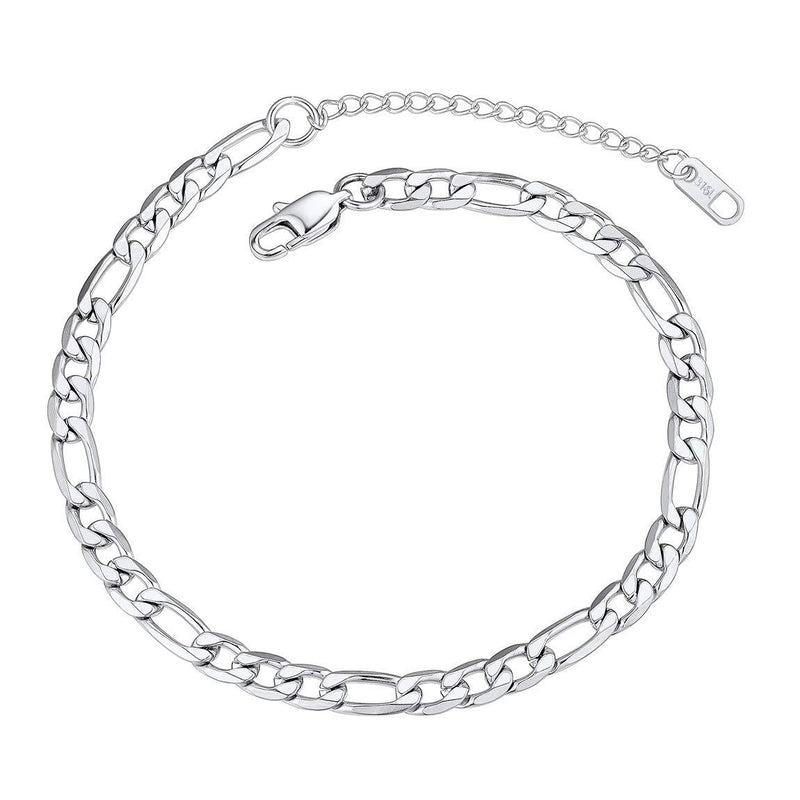 [Australia] - ChainsPro Resizable Anklet Chain for Women Men, Figaro/Wheat/Twist Rope/Cuban Foot Bracelet-Strong with Good Clasp-18K Gold Plated(Send Gift Box) 03:figaro-6mm-stainless 