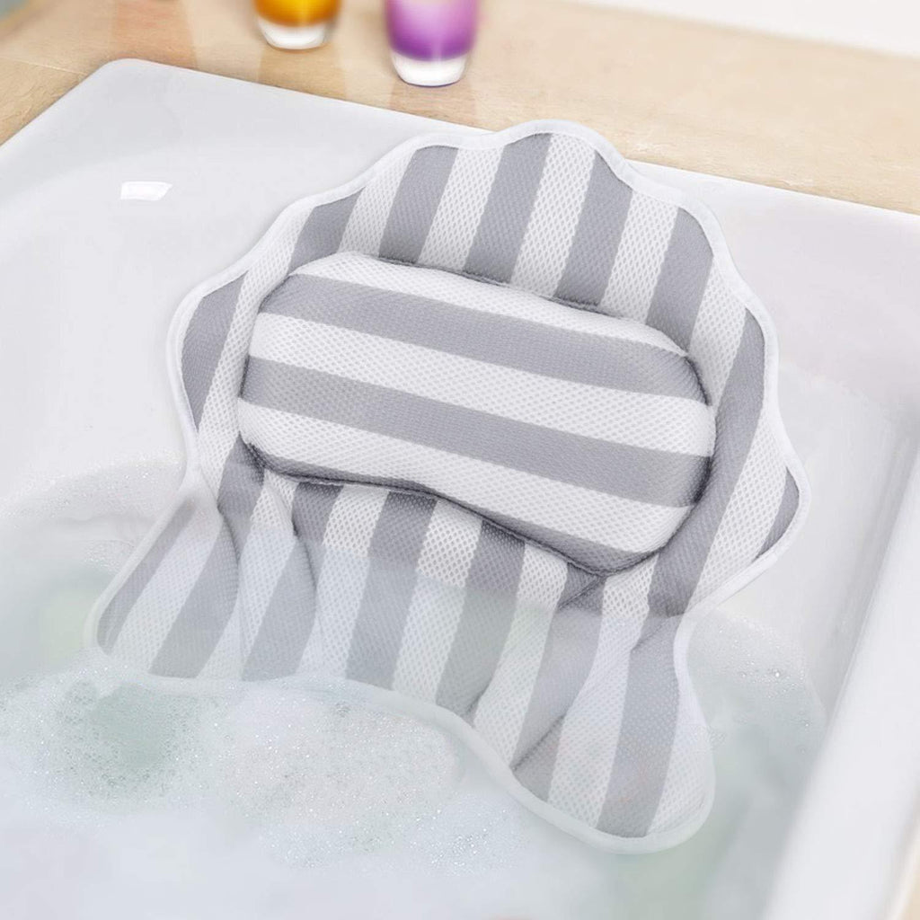 [Australia] - Bath Pillow for Women & Men, Ergonomic Bathtub Cushion for Neck, Head & Shoulders White-2 
