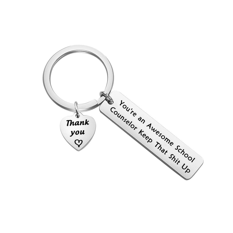 [Australia] - FEELMEM School Counselor Gift School Counselor Keychain Guidance Counselor Gift Advisor Gift You're an Awesome School Counselor Keep That Shit Up Appreciation Gift Thank You Gift silver 