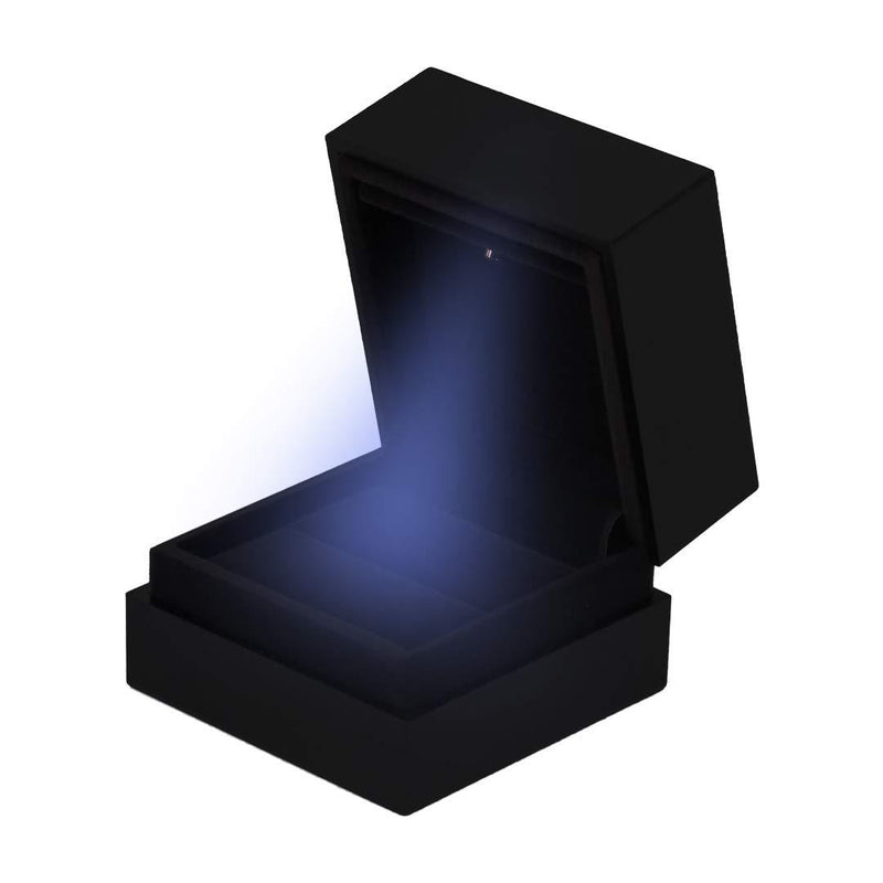 [Australia] - Multifit Engagement Ring Box LED Light Earrings Coin Jewelry Ring Box Case(Black) Black 2 