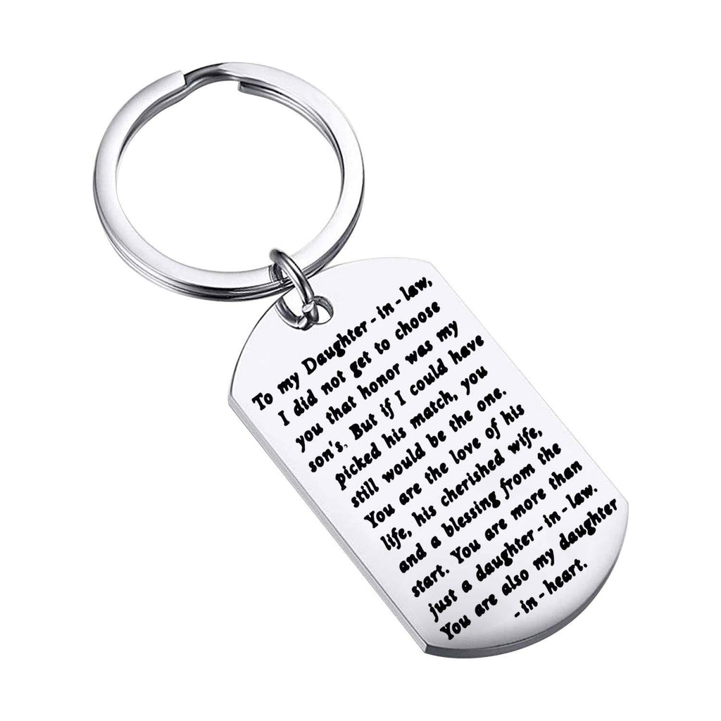 [Australia] - FEELMEM to My Daughter-in-Law Keychain I Did Not Get to Choose You That Honor was My Son's Wedding Gift Daughter-in-Law Jewelry from Mother in Law/Father in Law silver 